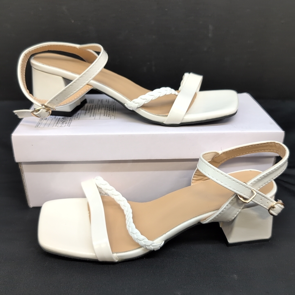 Shein Braided Low Heel Women's Sandal Size CN 39 White